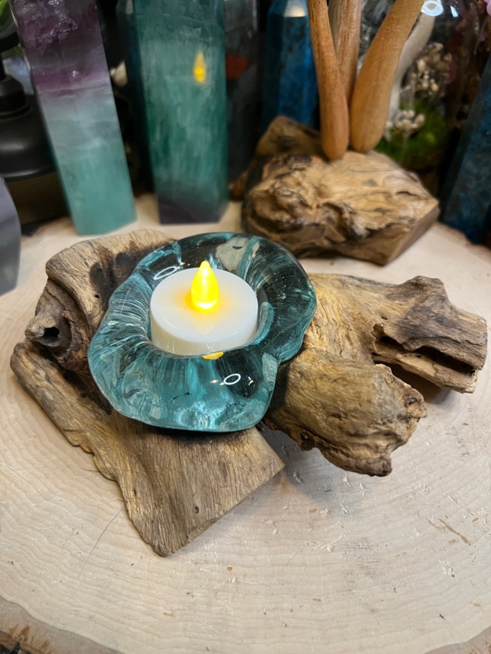 Molten glass votive holder